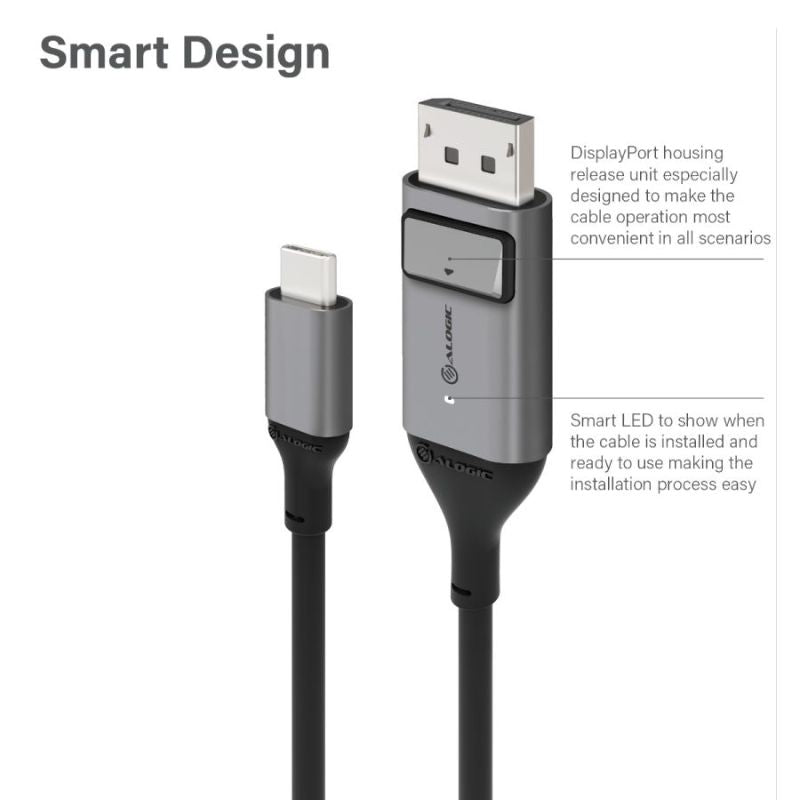 Alogic USB-C (Male) to DisplayPort (Male) Cable - Ultra Series - 4K 60Hz -Space