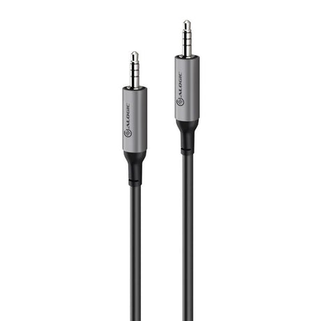 Alogic Ultra 3.5mm male to male audio cable, 1.5m long, made of durable aluminum and TPE for high-fidelity sound.