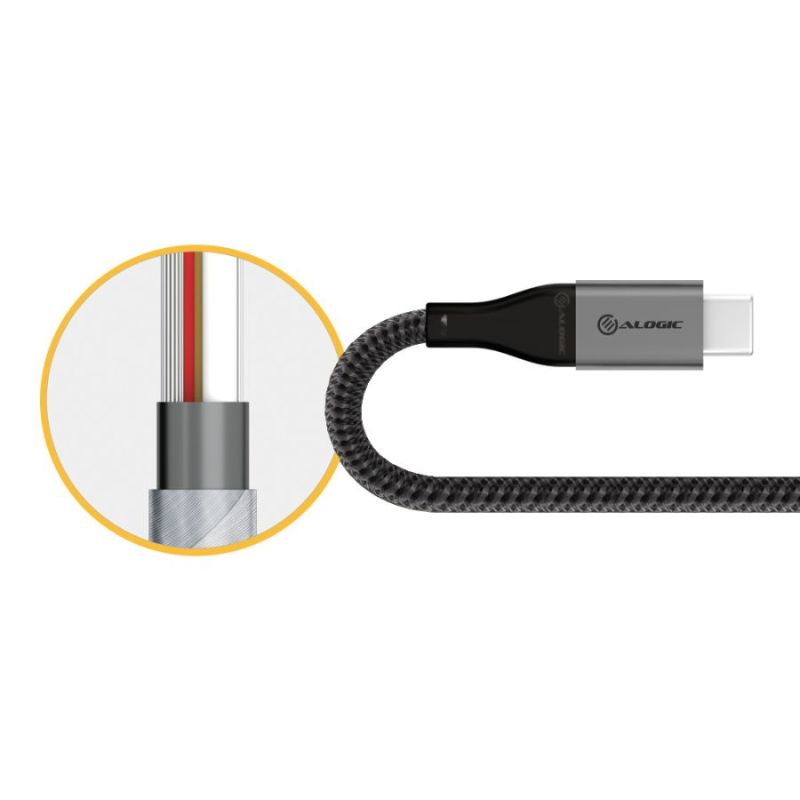 Alogic Super Ultra USB 2.0 USB-C to USB-A Cable - 3A/480Mbps - Space Grey - 1.5m