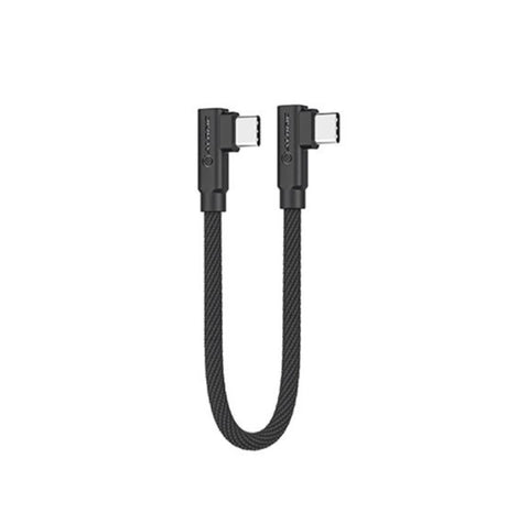 Alogic 25cm Right-Angle USB-C cable for efficient data transfer up to 480Mbps and charging up to 60W, sleek black design.