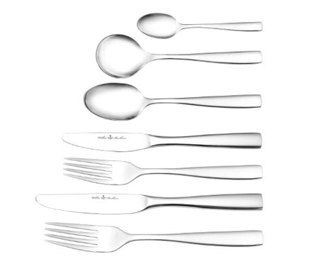 Elegant 42-piece Wilkie Hartford cutlery set made of durable 18/10 stainless steel, perfect for any dining occasion.