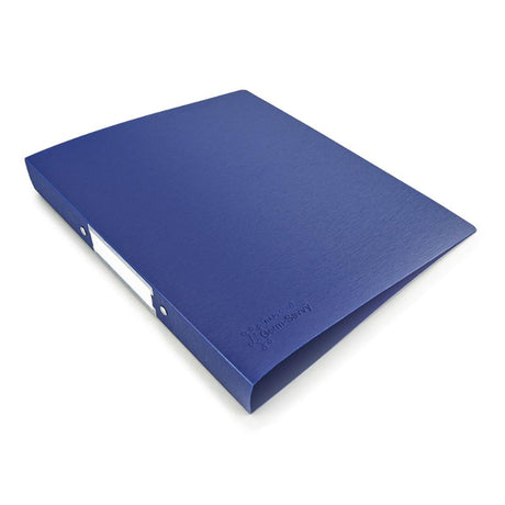 Rapesco antibacterial A4 ring binder in blue, 25mm capacity, lightweight, acid-free, with removable label holder.