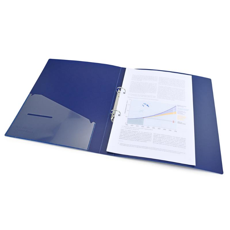 Rapesco Germ-Savvy Antibacterial Blue A4 Ring Binder with 25mm capacity, lightweight design, and removable label holder.