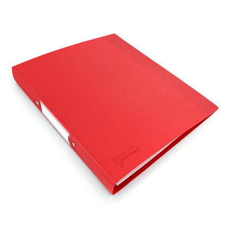 Red Rapesco Germ-Savvy A4 PP ring binder with antibacterial protection, lightweight design, and removable label holder for easy organization.