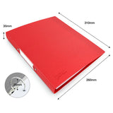 Rapesco red A4 ring binder with antibacterial protection, 25mm capacity, lightweight, durable, and customizable label holder.