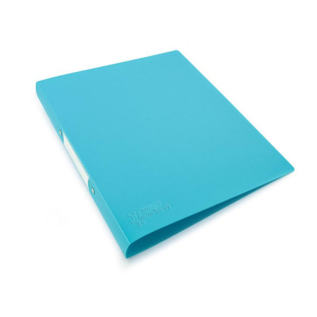 Aqua Rapesco antibacterial A4 ring binder with 35mm spine, 25mm capacity, lightweight, and durable, featuring a removable label holder.