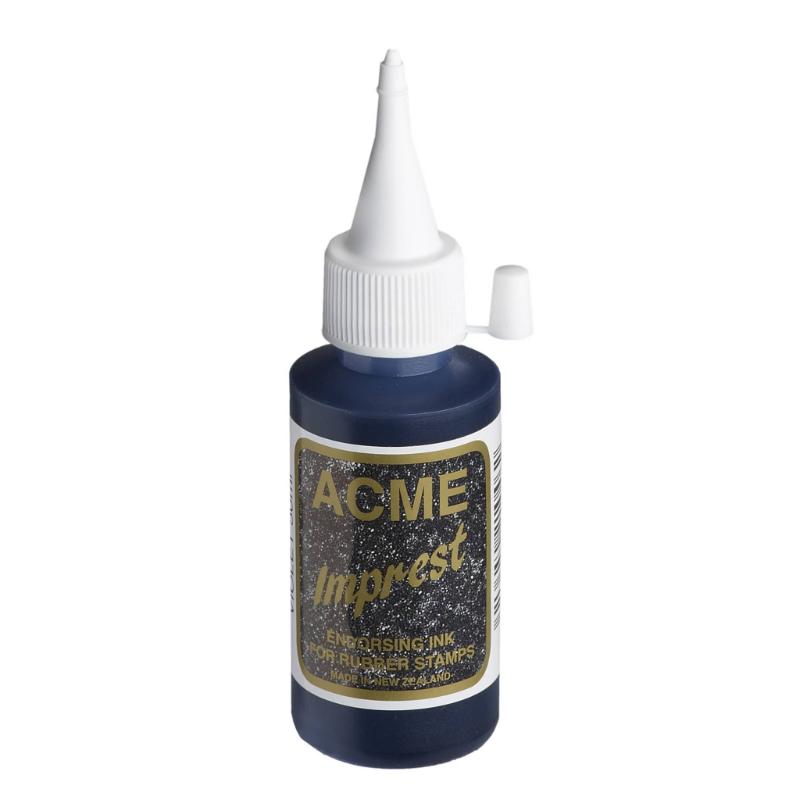 Acme Imprest Ink 50ml in vibrant violet, perfect for stamping on paper and cardboard with easy cleanup.