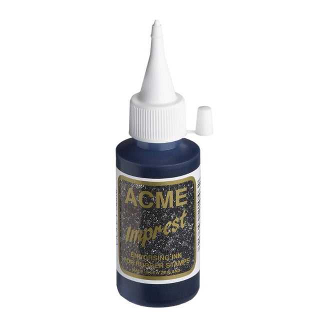 Acme Imprest Ink 50ml in vibrant violet, perfect for stamping on paper and cardboard with easy cleanup.