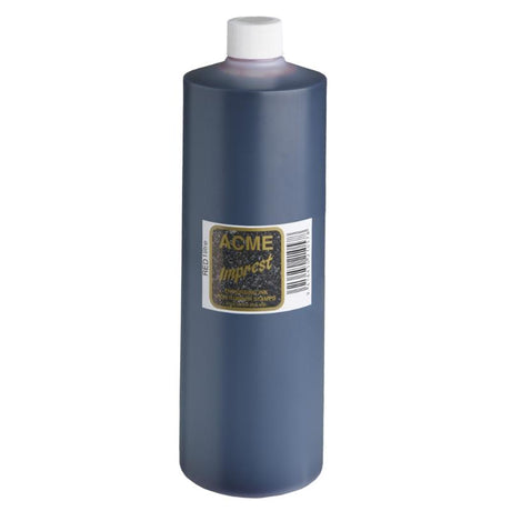 Vibrant 1-litre Acme Imprest Red ink, ideal for clear stamping on paper and cardboard, non-toxic and quick-drying.