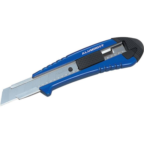 Tajima AC500 blue slide-lock cutter with 18mm snap-blade, durable aluminum case, and safety features for precise cutting.