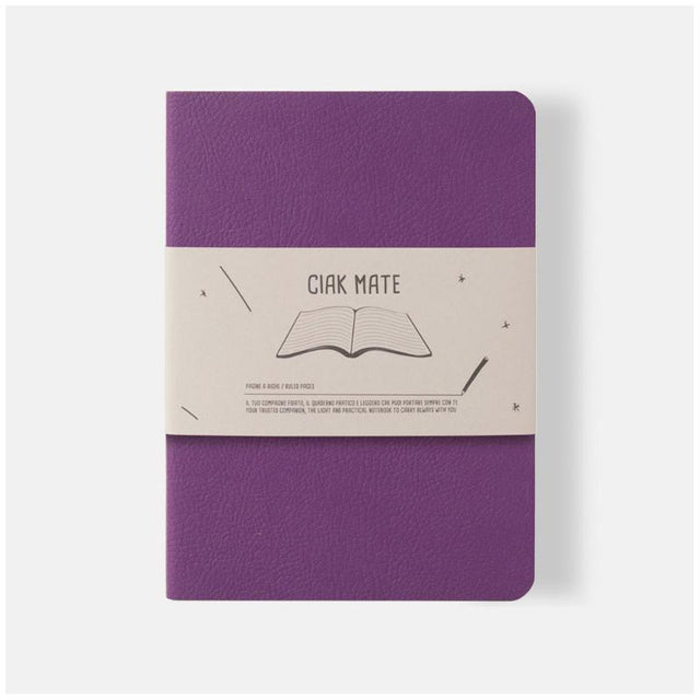 Lilac Ciak Mate lined notebook with soft vegan cover; 64 creamy pages for elegant writing, perfect for personal or professional use.