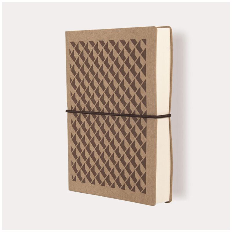 Ciak Vogue 12 x 17 cm Tan 3D notebook featuring eco-friendly leather cover and acid-free paper, perfect for jotting notes.