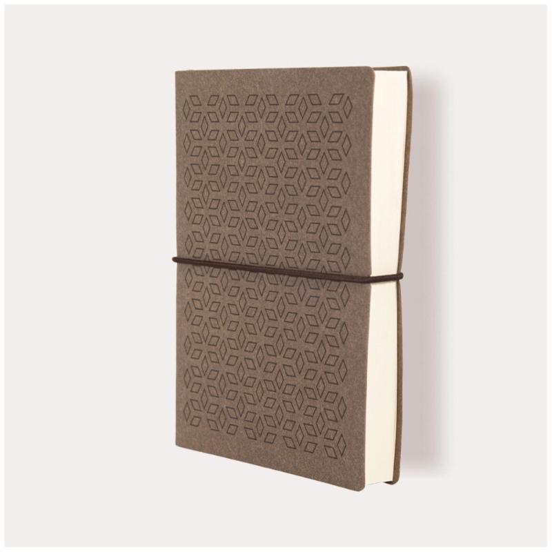 Ciak Vogue lined notebook in Coffee Rhombus, 12 x 17 cm, eco-friendly, durable cover, smooth writing, ideal for note-taking.