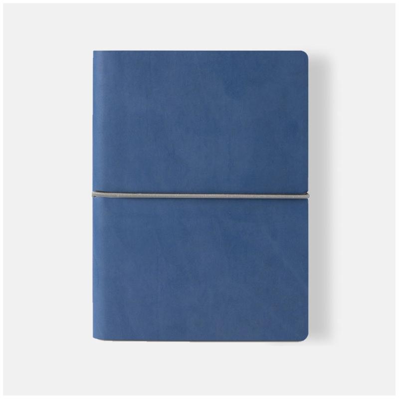 Ciak Classic blue lined notebook, 12 x 17 cm, eco-friendly with vegan leather cover and elastic closure, perfect for journaling.