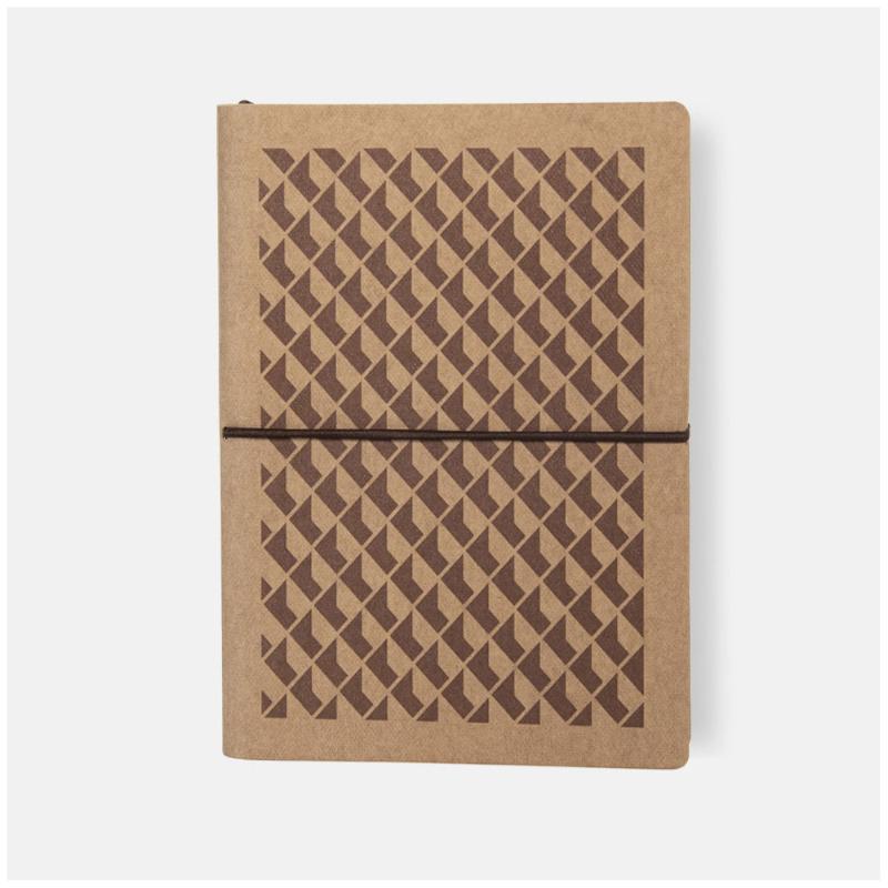 Tan 3D-covered A5 lined notebook made from renewable materials, featuring acid-free paper and elegant design for writing and creativity.