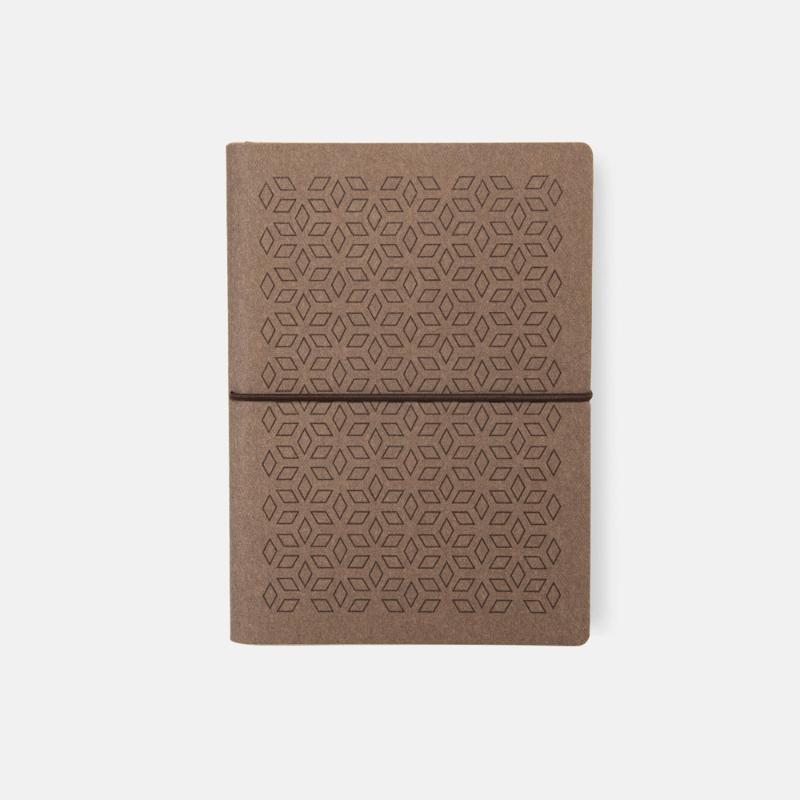 Ciak Vogue A5 lined notebook in Coffee Rhombus design, featuring eco-leather cover and acid-free 110 gsm paper for durable note-taking.