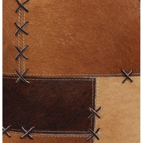 Exotic brown cowhide leather cushion cover, 40x40cm, featuring a zipper closure and unique rustic charm for stylish decor.
