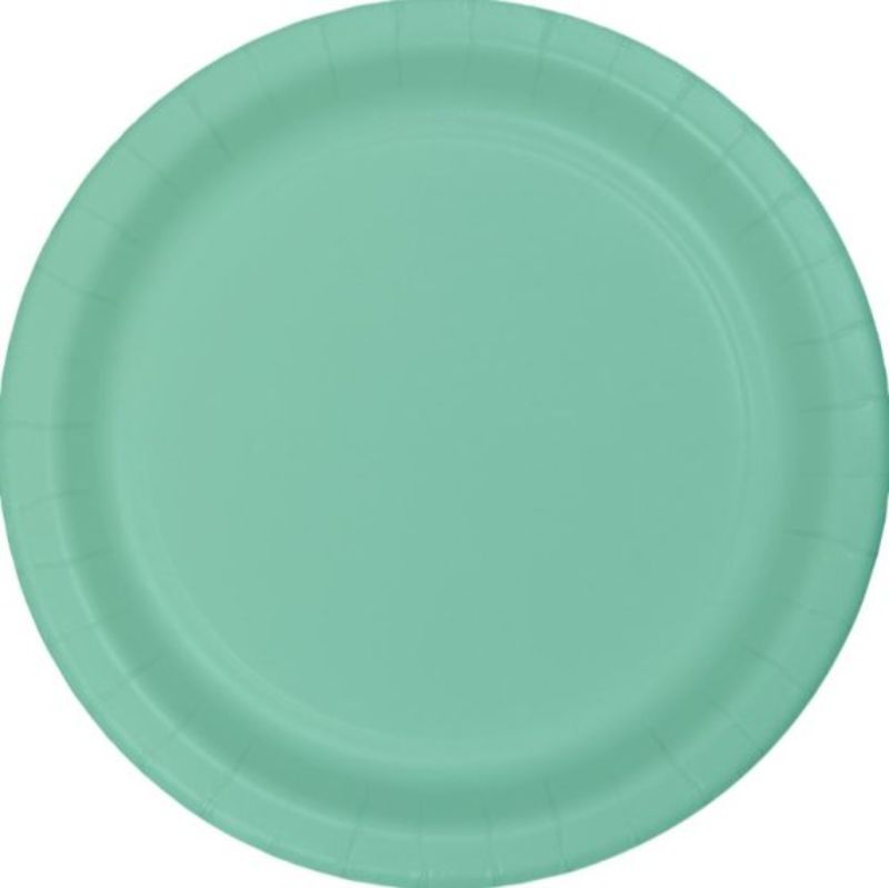 Fresh mint green disposable banquet plates, 26cm, pack of 24, perfect for stylish events and hassle-free cleanup.