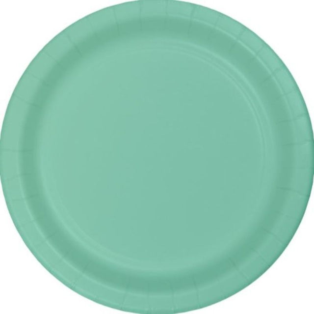 Fresh mint green disposable banquet plates, 26cm, pack of 24, perfect for stylish events and hassle-free cleanup.