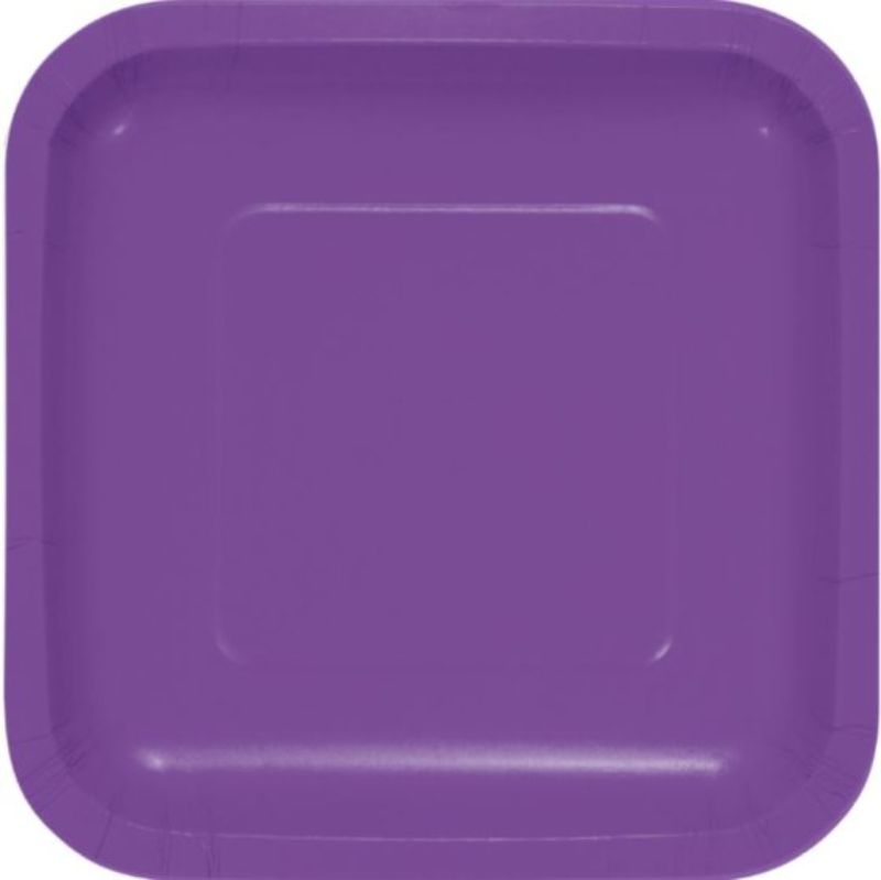 Amethyst purple square paper lunch plates, 18cm, pack of 18, perfect for elegant gatherings and easy cleanup.