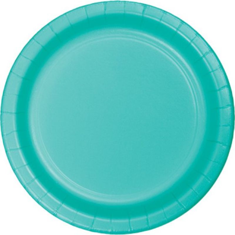 Teal Lagoon paper dinner plates, 23cm, pack of 24; elegant, durable, and eco-friendly for stylish gatherings.