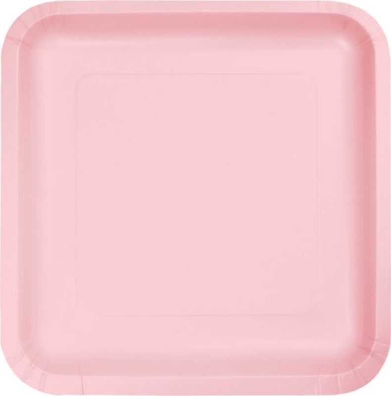 Classic Pink Square Lunch Plates Paper 18cm - Pack of 18
