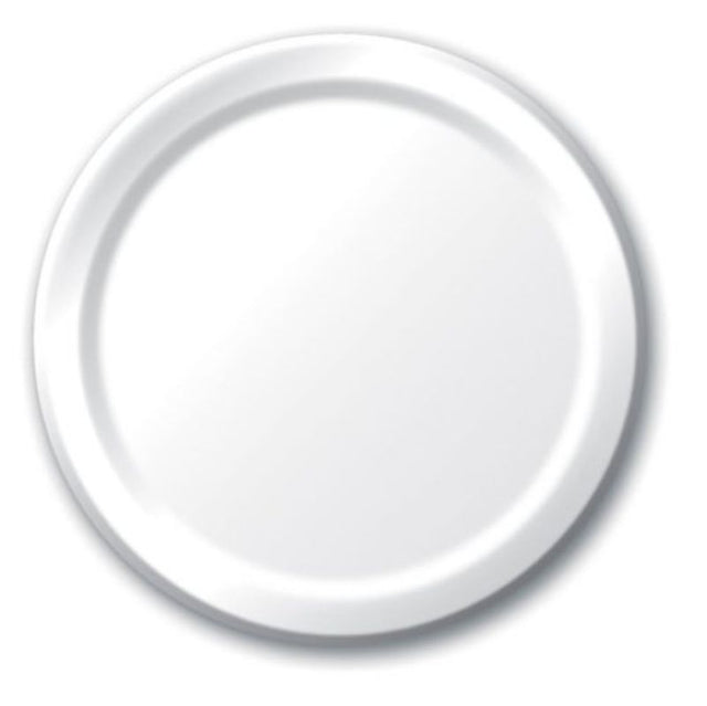 Stylish 23cm white disposable dinner plates, pack of 24, perfect for elegant gatherings and easy cleanup.