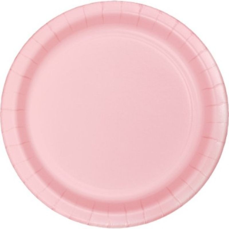 Classic pink disposable dinner plates, 23cm, pack of 24, perfect for elegant events and easy cleanup.