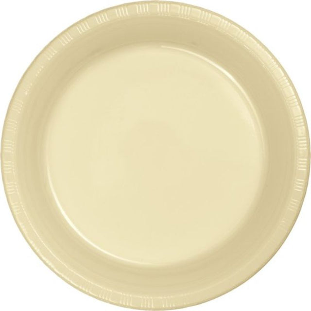 Elegant ivory paper dinner plates, 23cm, pack of 24, perfect for any occasion with stylish, eco-friendly design.