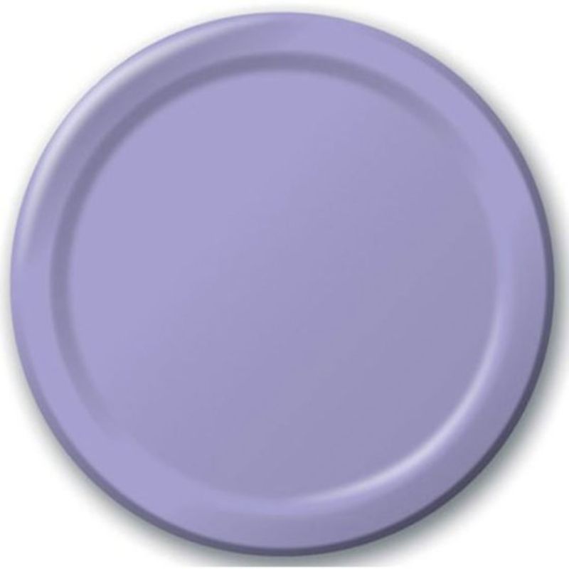 Elegant 23cm lavender paper dinner plates, pack of 24, ideal for stylish gatherings and easy cleanup.