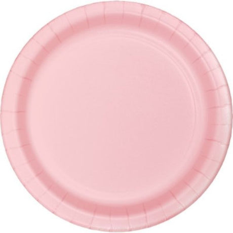 Classic pink disposable lunch plates, 18cm, perfect for appetizers and desserts, ideal for parties and easy cleanup. Pack of 24.