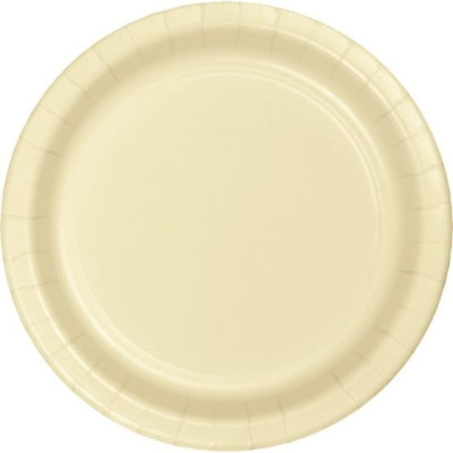 Elegant ivory paper lunch plates, 18cm, pack of 24, ideal for appetizers and desserts at any event, eco-friendly and disposable.