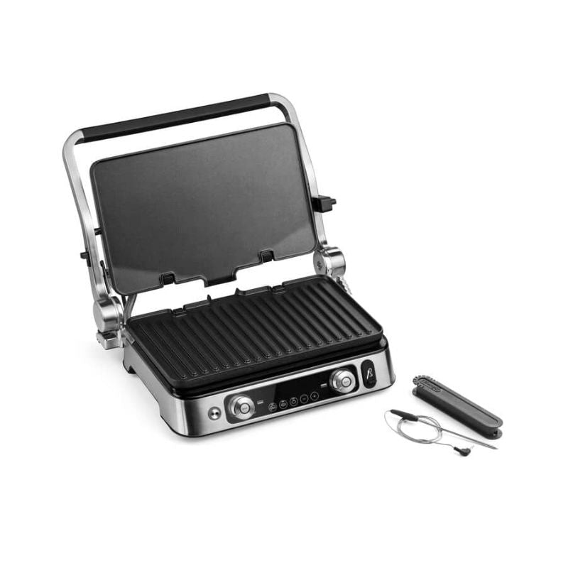 MultiGrill - De'Longhi 1100 Contact Grill & BBQ with ThermoProbe for precise cooking and easy cleanup. Perfect for grilling enthusiasts.