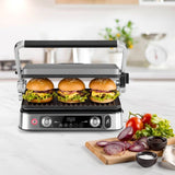 Compact De'Longhi MultiGrill with ThermoProbe for precise grilling, powerful sear function, and easy cleanup.