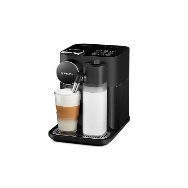 Sleek black De'Longhi Gran Lattissima coffee machine for easy one-touch cappuccinos, lattes, and espressos at home.