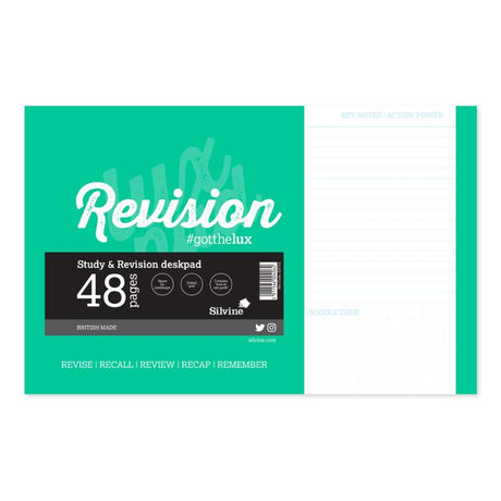 Luxpad Study and Revision Desk Pad, 360x230mm, with 48 pages for organized notes and effective studying.