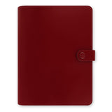 Filofax Organiser Original A5 in red leather, designed for stylish organization with multiple pockets and 25mm ring mechanism.