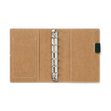 Filofax Eco Essential Pocket Organiser in Dark Walnut, featuring vegan material, elastic closure, pen loop, and eco-friendly design.