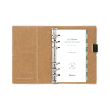 Filofax Eco Essential Personal Organiser in Dark Walnut, featuring vegan material, elastic closure, and eco-friendly inserts.