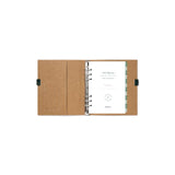 Filofax Eco Essential A5 Organiser in Dark Walnut, featuring a vegan paper cover, elastic closure, and eco-friendly refill.