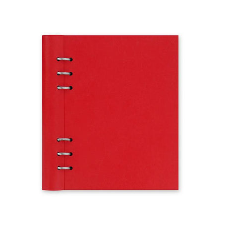 Filofax Clipbook A5 Poppy Lined with leather-look cover, includes various sheets and storage for pens and charms.