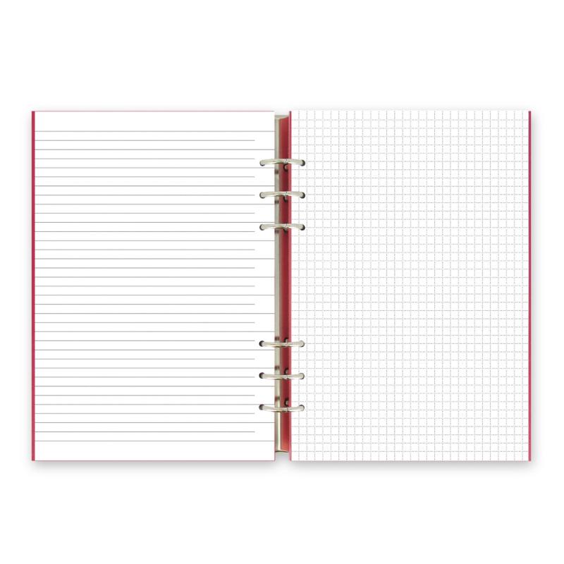 Filofax Clipbook A5 in Poppy, a versatile notebook with a leather-look cover, expandable pages, and various sheet options.