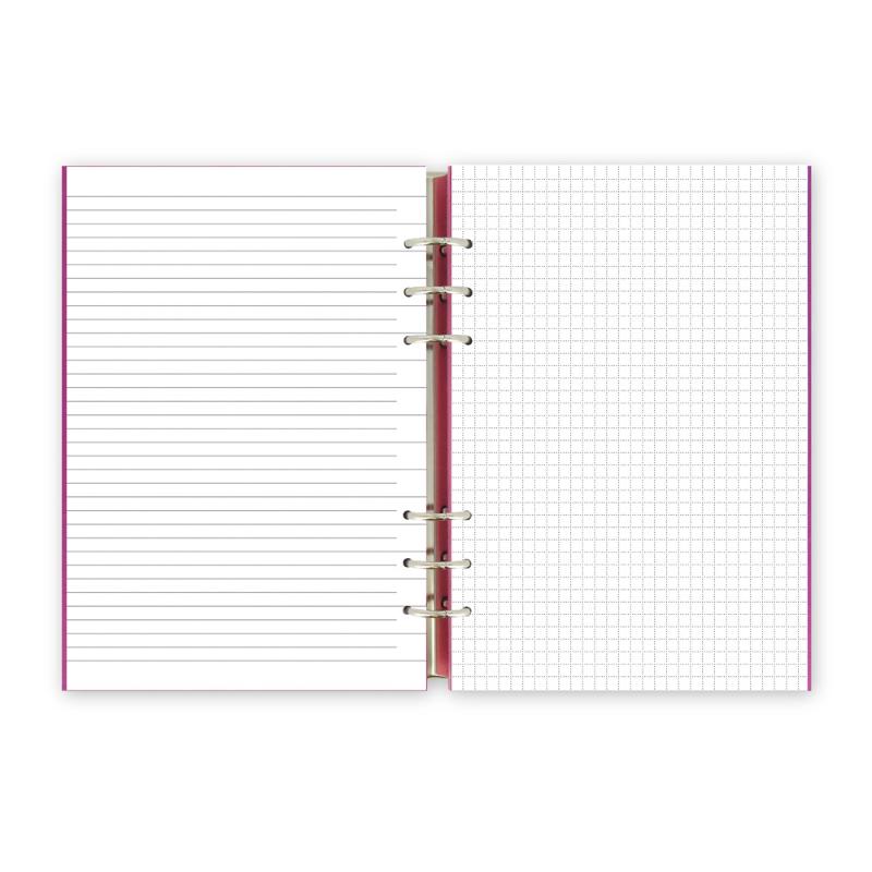 Fuchsia A5 Clipbook with leather-look cover, lined and versatile for notes, planning, and organization with expandable capacity.