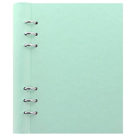 A5 Clipbook in Duck Egg color with leather-look cover, flexible capacity, and storage for notes, pens, and keys.