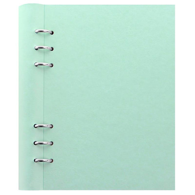 A5 Clipbook in Duck Egg color with leather-look cover, flexible capacity, and storage for notes, pens, and keys.