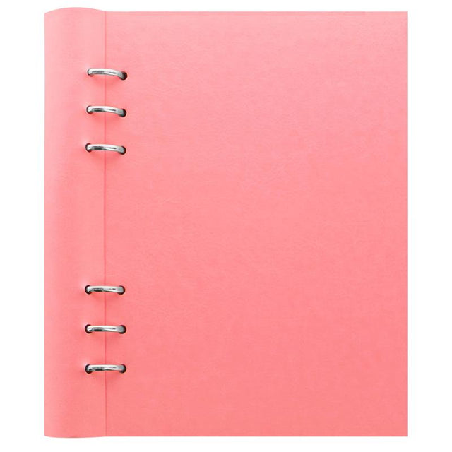 Elegant A5 notebook in Rose with leather-look cover, flexible capacity, assorted sheets, and pen storage. Perfect for organization.