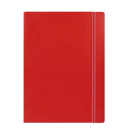 Classic red A4 Filofax Notebook with elastic closure, customizable pages, twin wire spine, and movable index for easy organization.