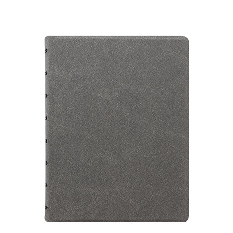 Filofax A5 notebook in concrete design, featuring lined pages, elastic closure, and customizable index for organized note-taking.