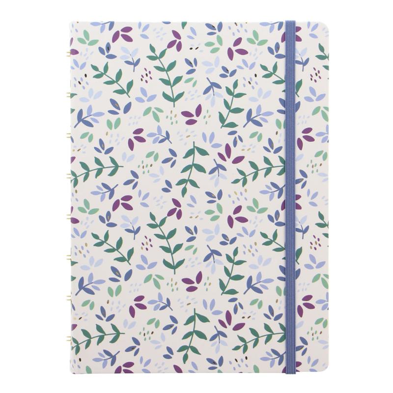 A5 refillable notebook with floral designs, gold foil accents, and 100gsm lined pages, ideal for students and creatives.