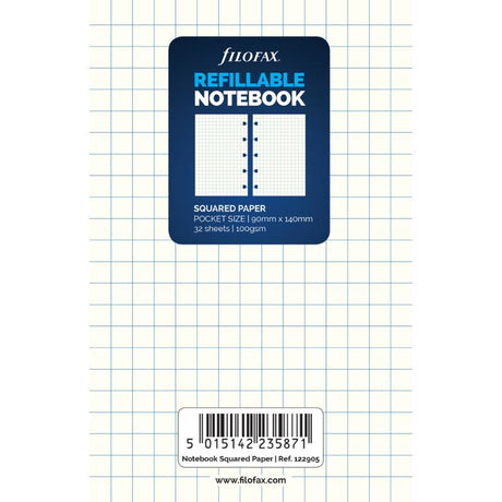 Filofax Notebook Pocket Notes Square Refill with 32 sheets of 100gsm dotted paper for versatile note-taking and organization.